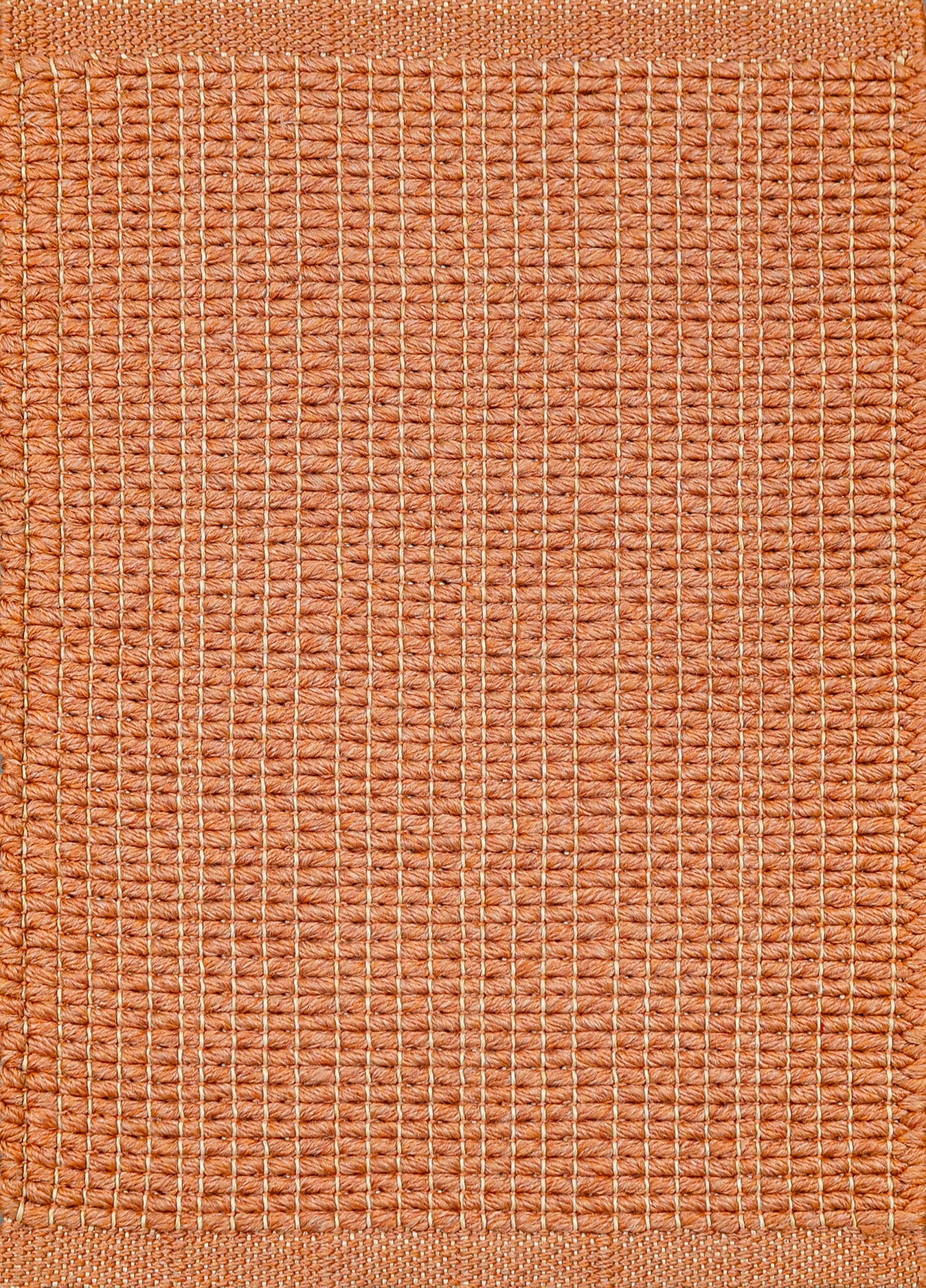 Textured woven outdoor carpe in orange.