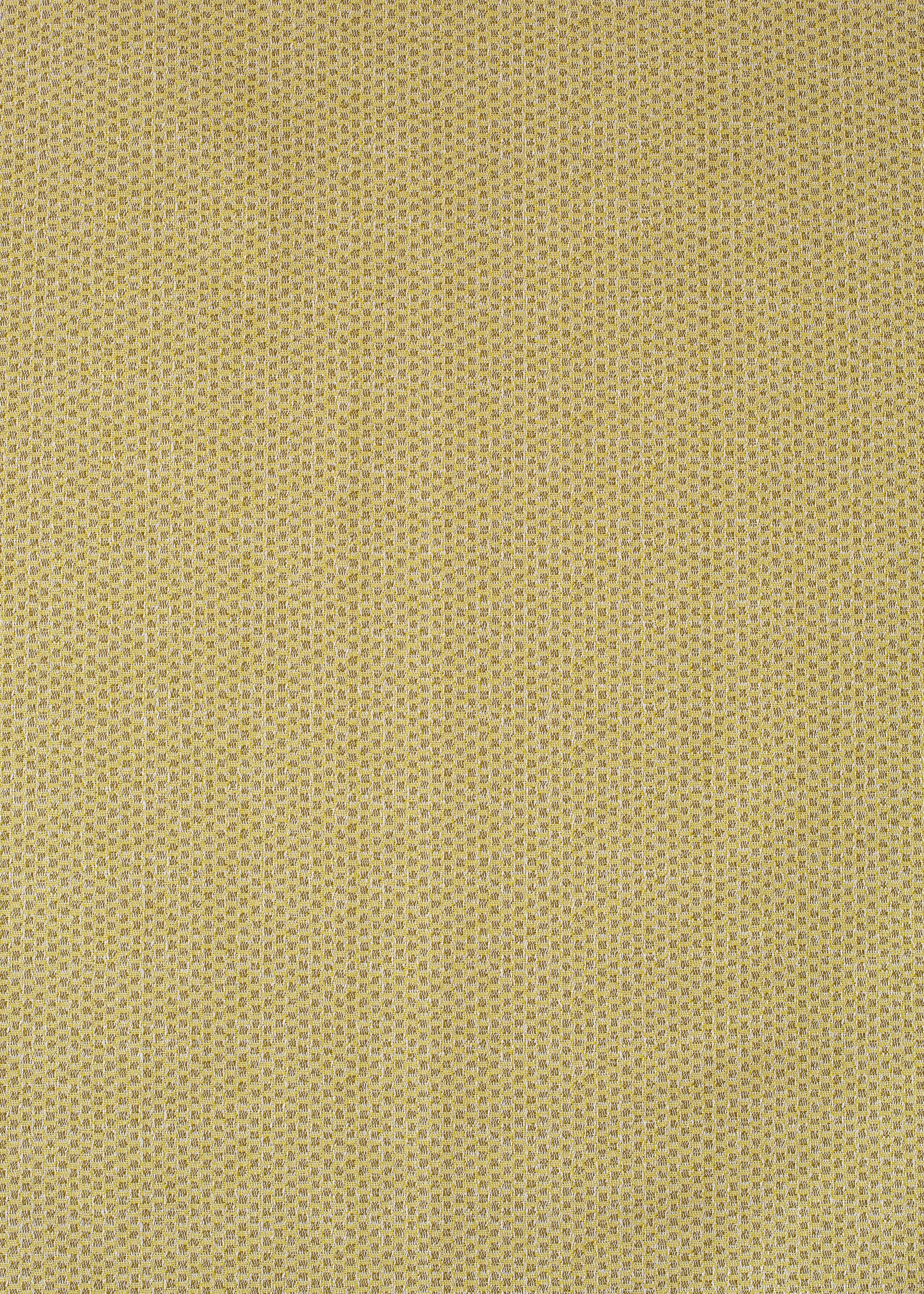 Square fabric swatch in a dense checked weave in gold and tan.