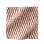 Square fabric swatch showing the reverse side of a dense checked weave in red and white.