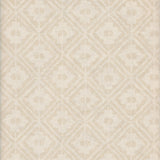 Detail of wallpaper in a geometric lattice print in shades of cream.