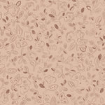 Patterned wallpaper with handsketched floral design in brown on a clay pink field/