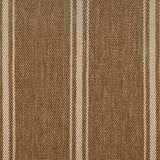 Outdoor broadloom carpet in a wide stripe in brown and creme. 