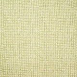 Detail of fabric in a textural basketweave print in green on a cream field.