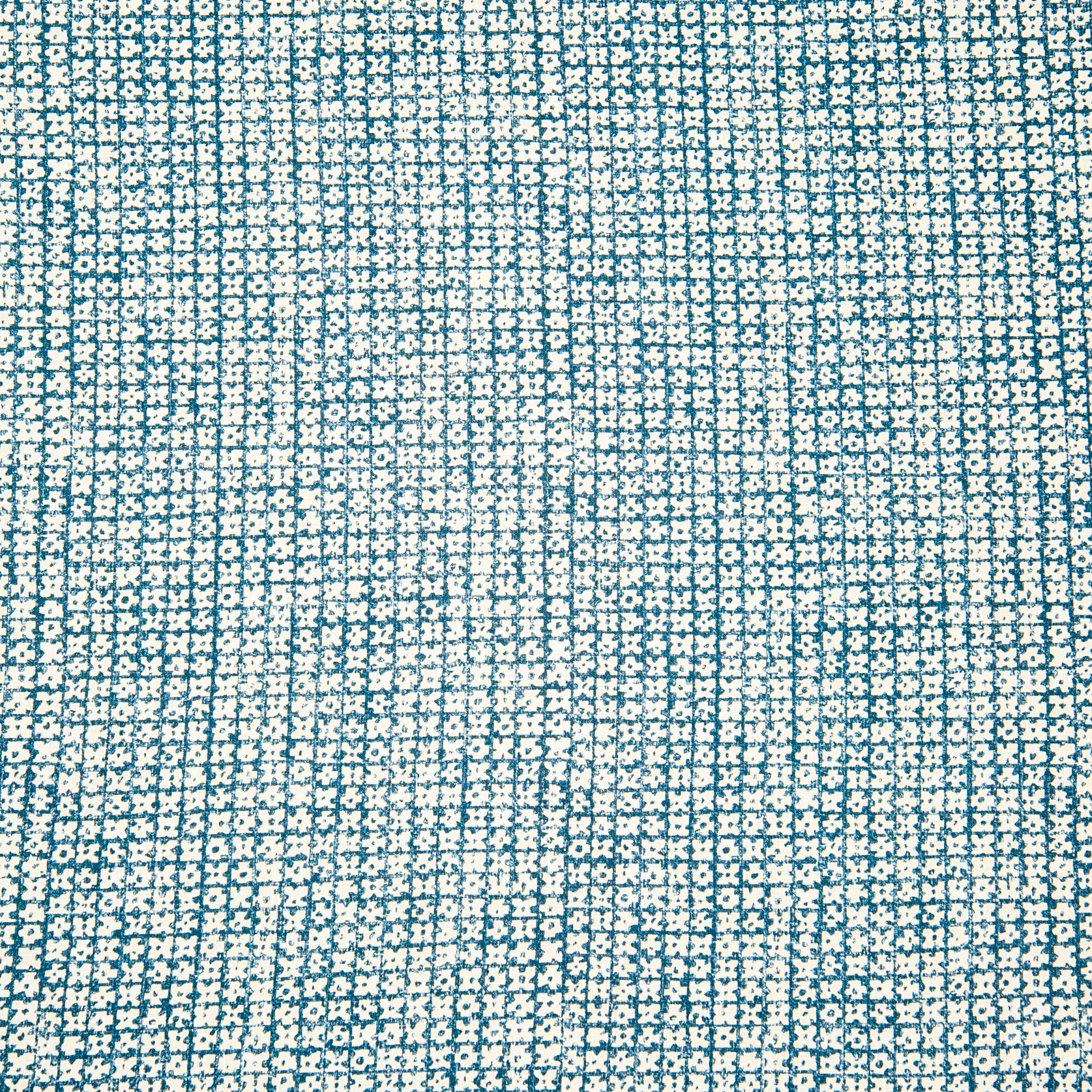 Detail of fabric in a textural basketweave print in navy on a white field.