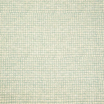 Detail of fabric in a textural basketweave print in teal on a cream field.