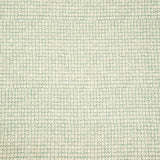 Detail of fabric in a textural basketweave print in teal on a cream field.