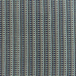 Detail of a hand-woven cotton fabric in an intricate grid pattern in shades of navy, brown, teal and white.