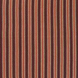 Detail of a hand-woven cotton striped fabric in shades of red, brown and yellow.