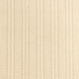 Detail of a hand-woven cotton fabric in a striped twill pattern in cream and white.