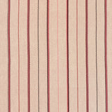 Detail of a hand-woven cotton striped fabric in cream brown, red and pink.