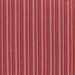 Detail of a hand-woven cotton fabric in an intricate stripe pattern in shades of pink, red and white.