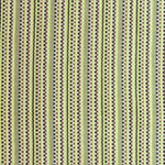 Detail of a hand-woven cotton fabric in an intricate gridded stripe pattern in shades of lime, brown and white.