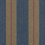 Striped brown flatweave runner in blue and tan with red 