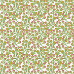Patterned paper with green and pink floral design on a white background