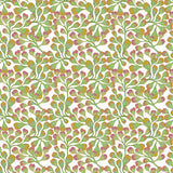 Patterned paper with green and pink floral design on a white background