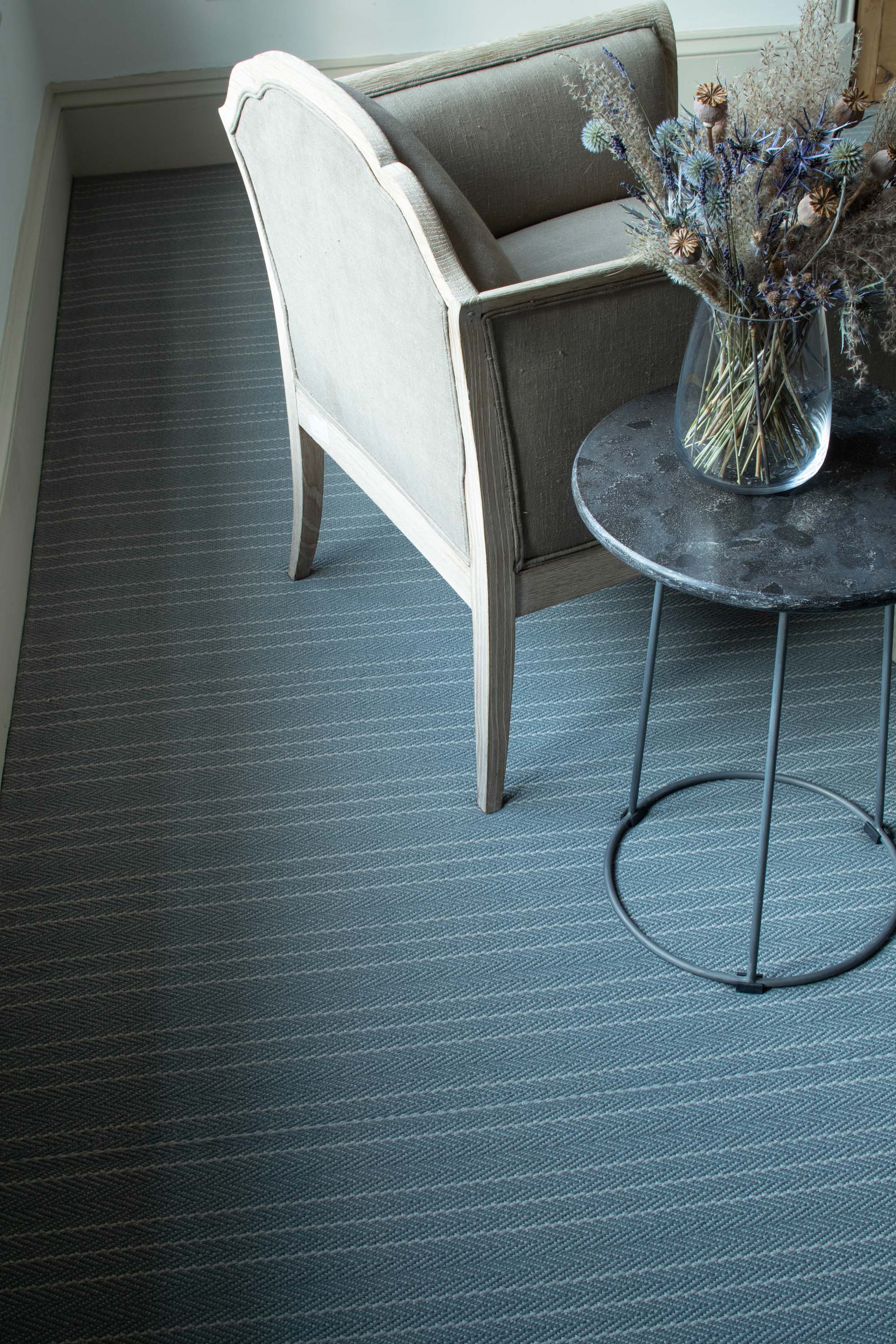 Striped flatweave runner in blue