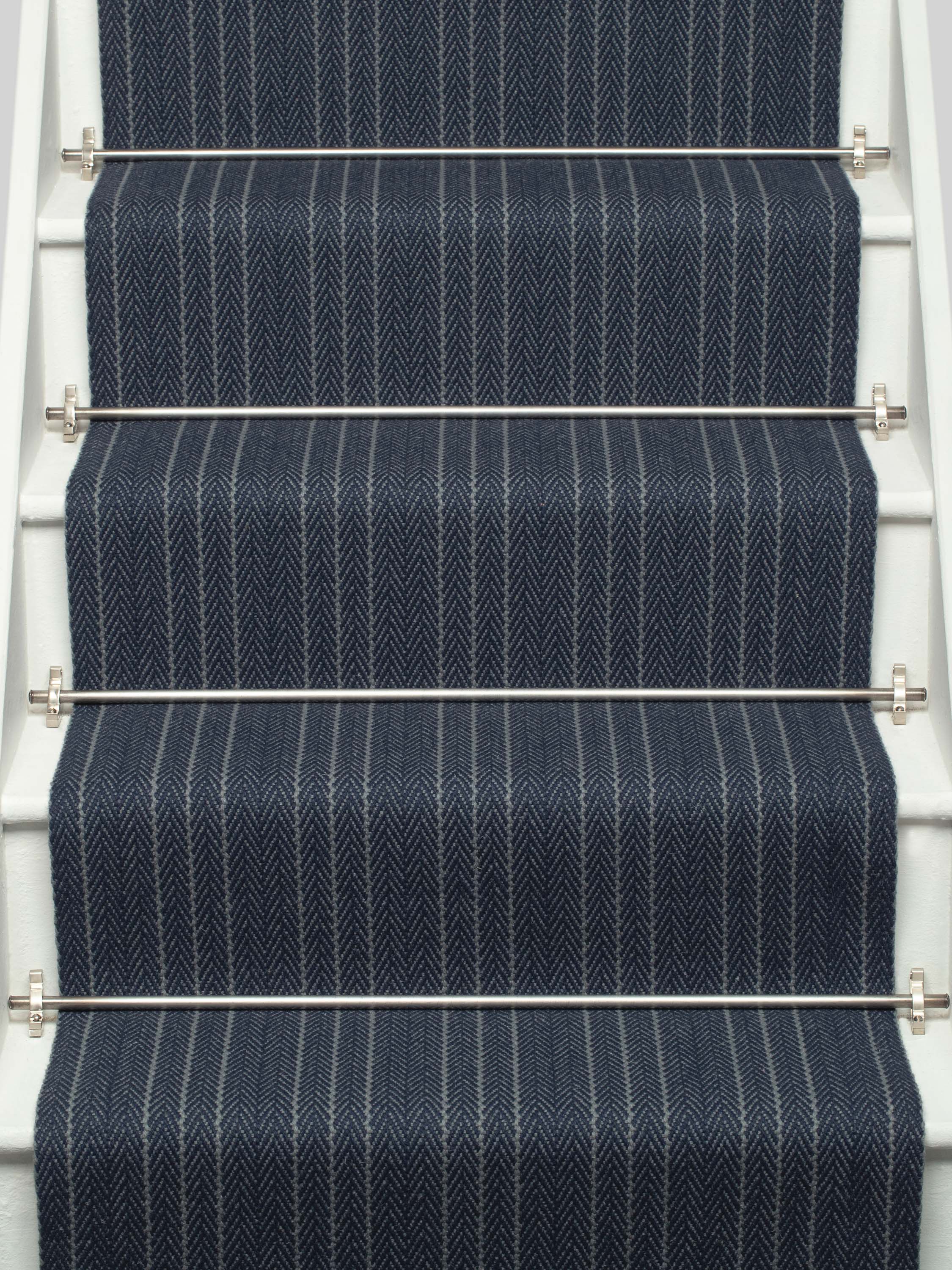 Striped flatweave runner in dark blue