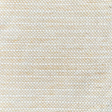 Pale yellow and white striped woven rug. 