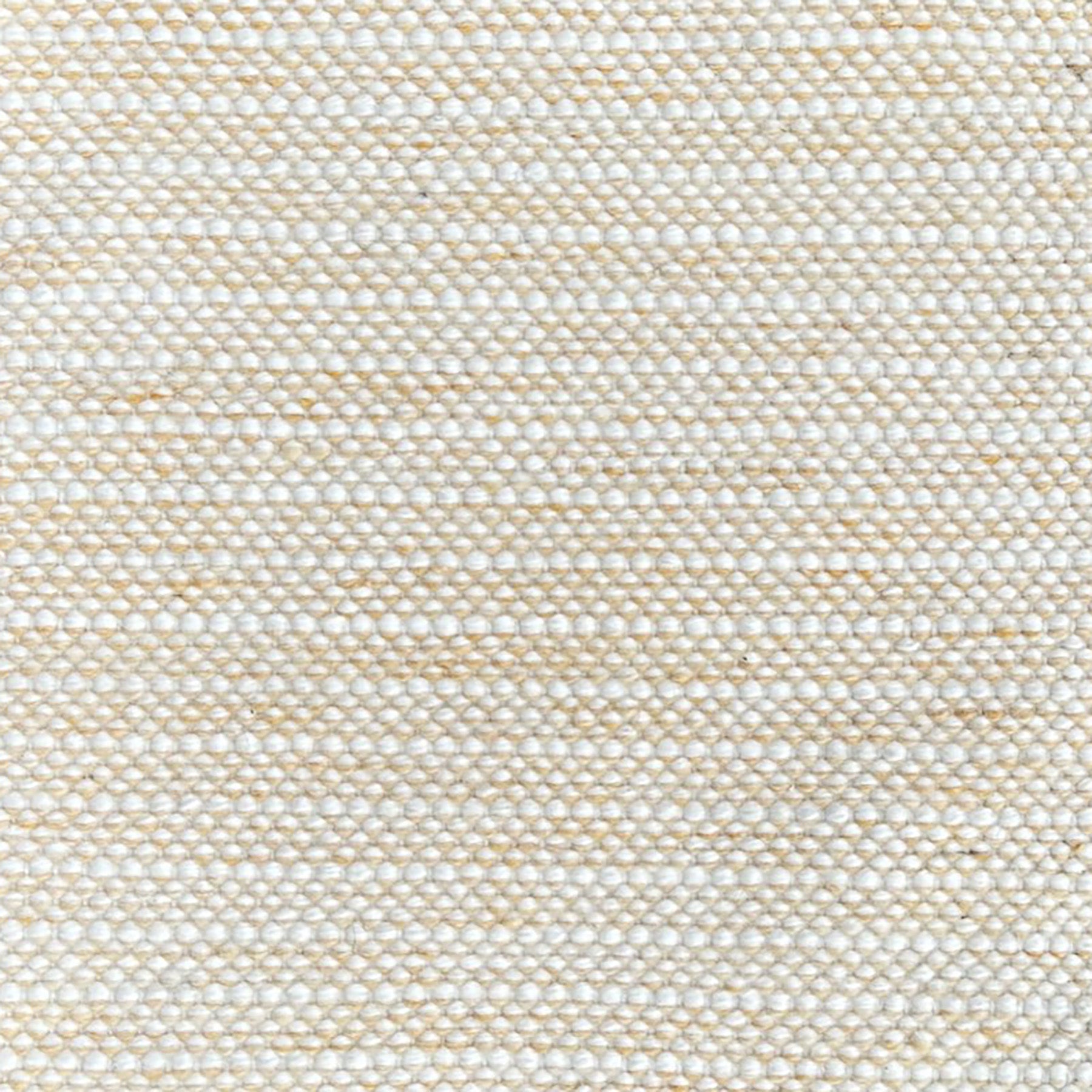 Pale yellow and white striped woven rug. 