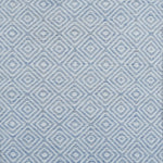 Blue and white diamond pattern flatweave rug. 