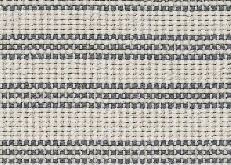 Broadloom carpet in a textural stripe in cream and grey