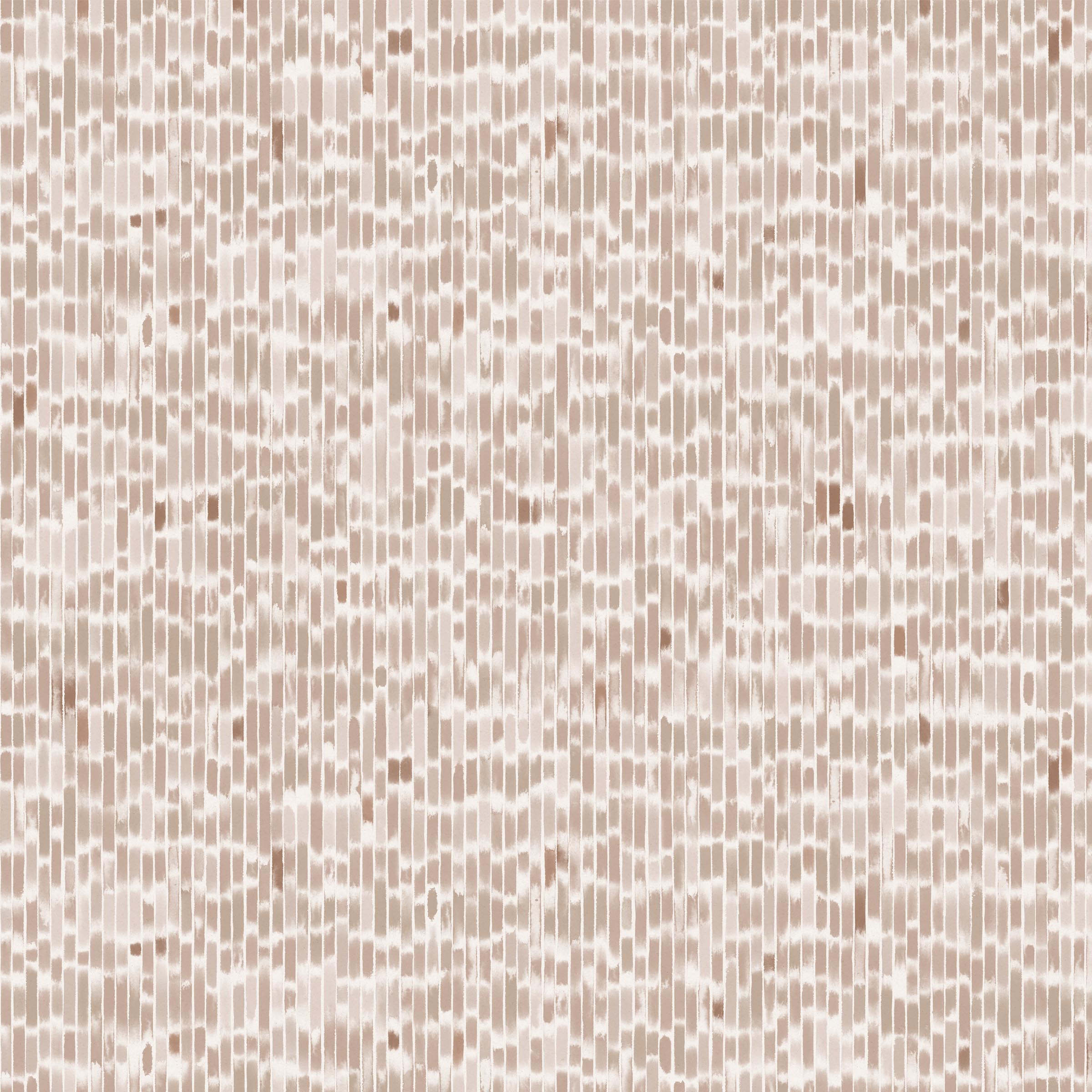 Detail of wallpaper in a linear check pattern in shades of brown on a cream field.