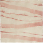 Sheet of hand-painted wallpaper with an irregular combed stripe pattern in pink on a tan field.