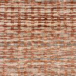 Handknotted rug sample with a strié textural design in orange, grey and ivory.