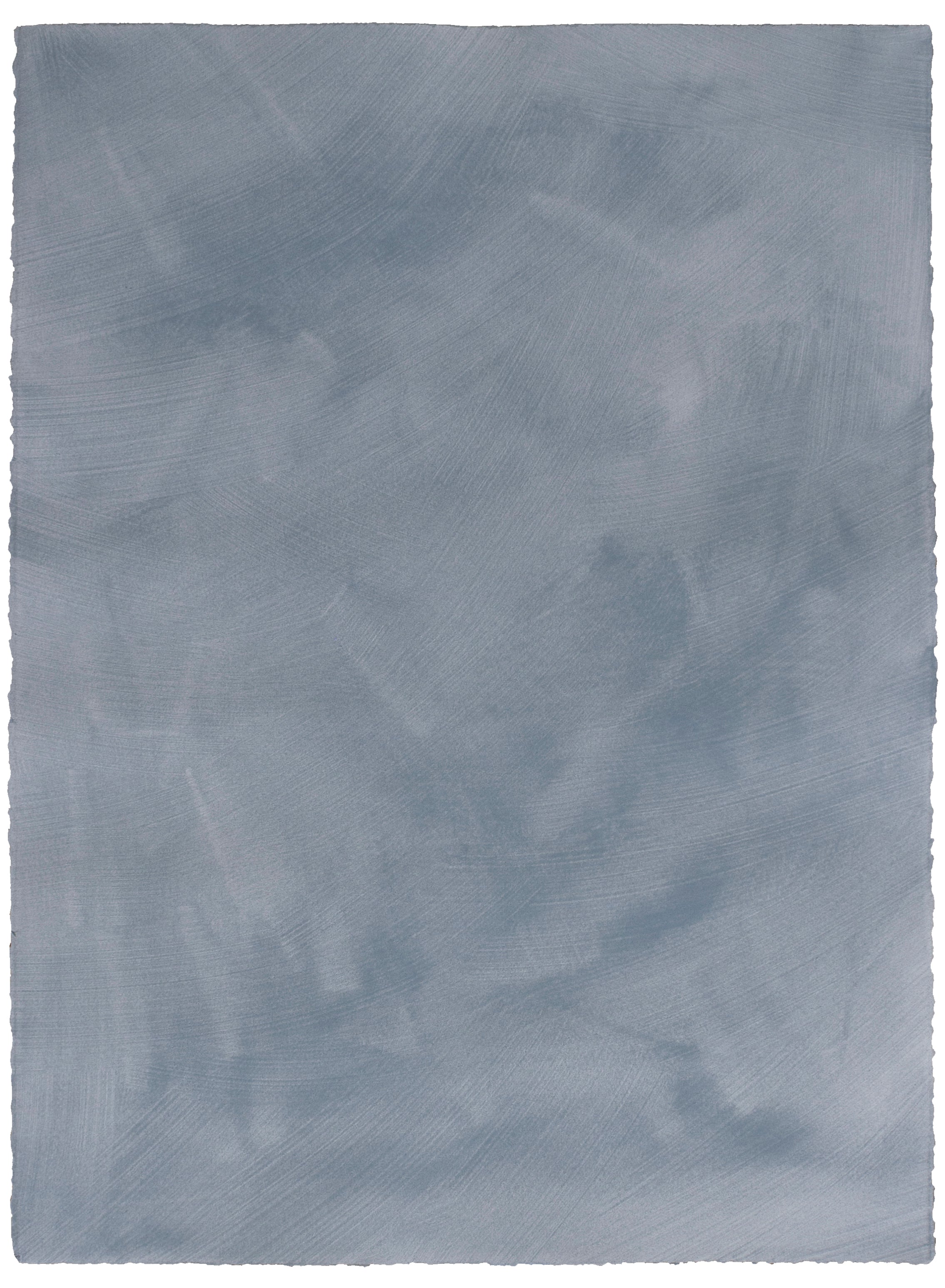Sheet of hand-painted wallpaper in blue gray with an irregular brushed texture.