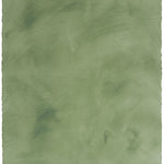 Sheet of hand-painted wallpaper in olive with an irregular brushed texture.