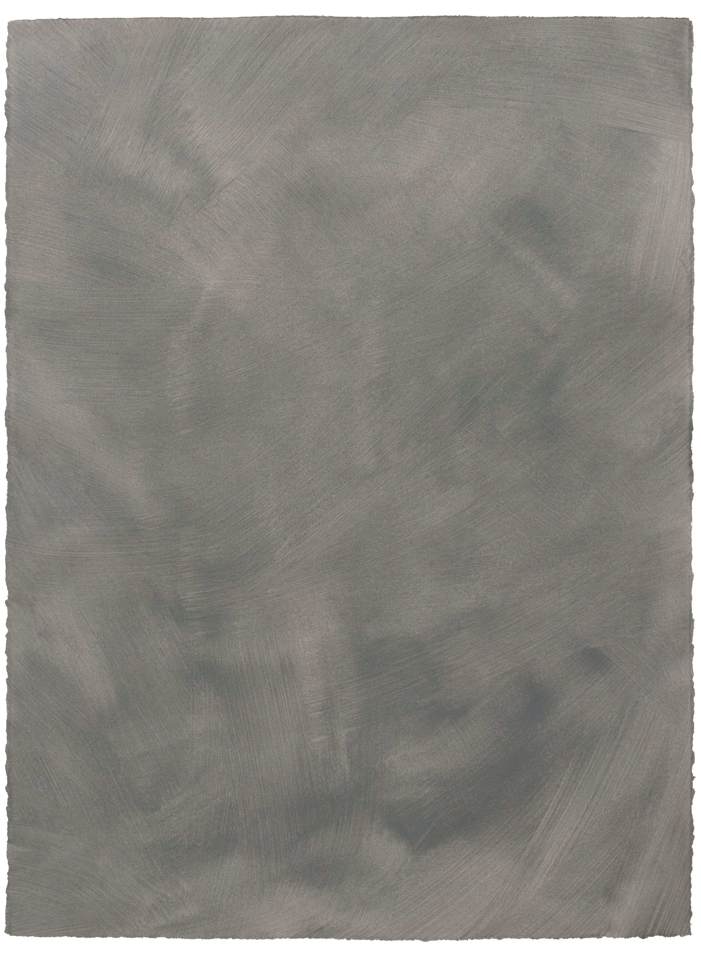 Sheet of hand-painted wallpaper in gray with an irregular brushed texture.