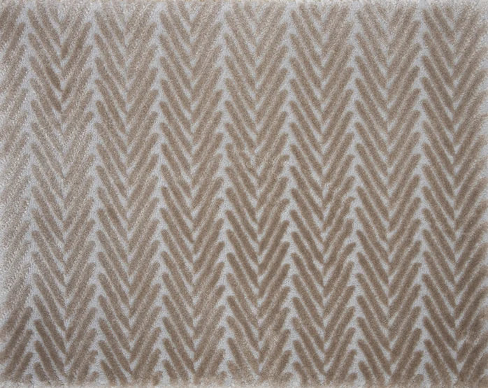 Broadloom carpet swatch in herringbone pattern tan color