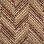 Broadloom carpet with a graphic herringbone pattern in shades of brown. 