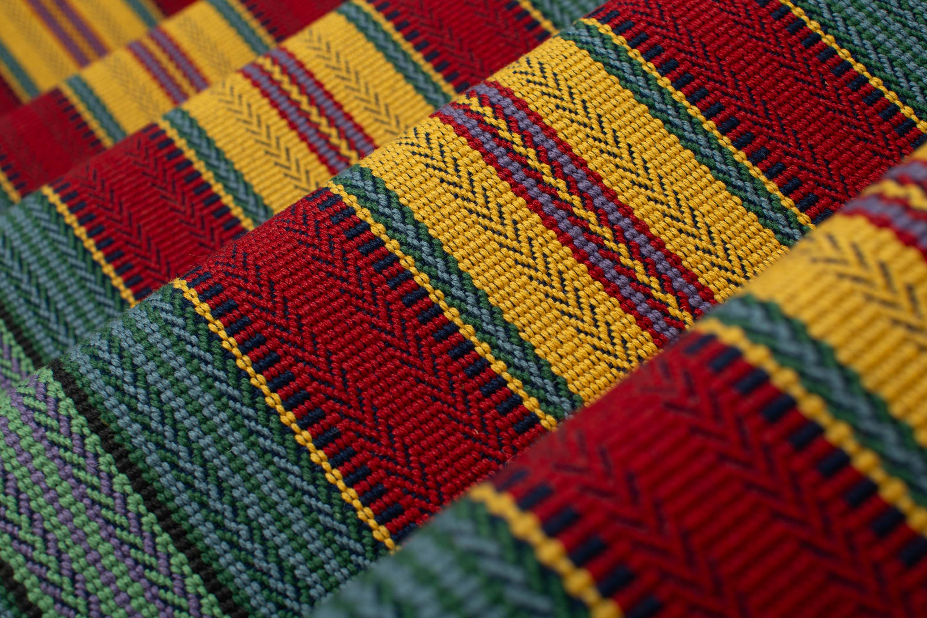 Striped flatweave runner in red yellow green and blue