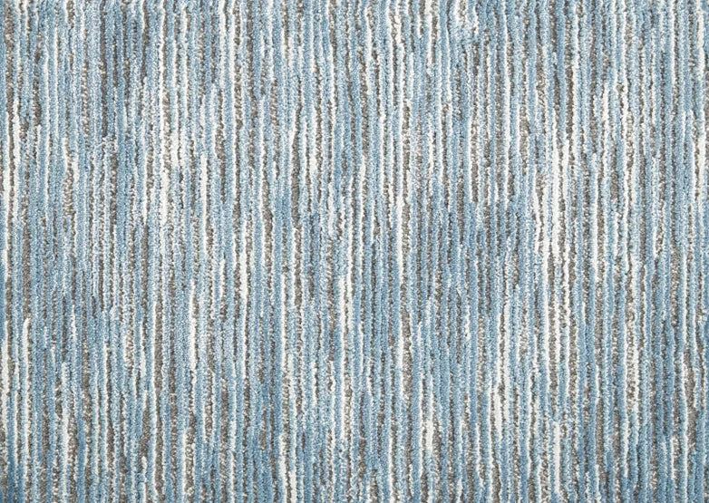 Broadloom carpet swatch in lined pattern light blue color