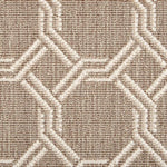 Broadloom carpet swatch in geometric pattern tan color