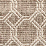 Broadloom carpet swatch in geometric pattern tan color