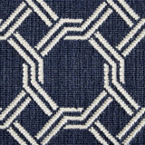 Broadloom carpet swatch in geometric pattern dark blue color