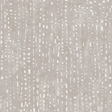 Detail of wallpaper in a painterly small-scale grid print in gray on a white field.