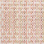 Patterned carpet with a geometric design in pastel pink and white