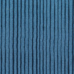 Fabric in a painterly stripe pattern in navy on a blue field.