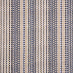 Broadloom carpet with blue and beige stripes