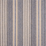 Broadloom carpet with blue and beige stripes