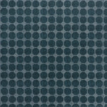 Printed linen fabric in a repeating gridded dot pattern in white on a navy field.