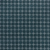 Printed linen fabric in a repeating gridded dot pattern in white on a navy field.