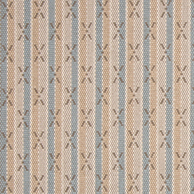 Striped with crosses flatweave runner in tan and blue 