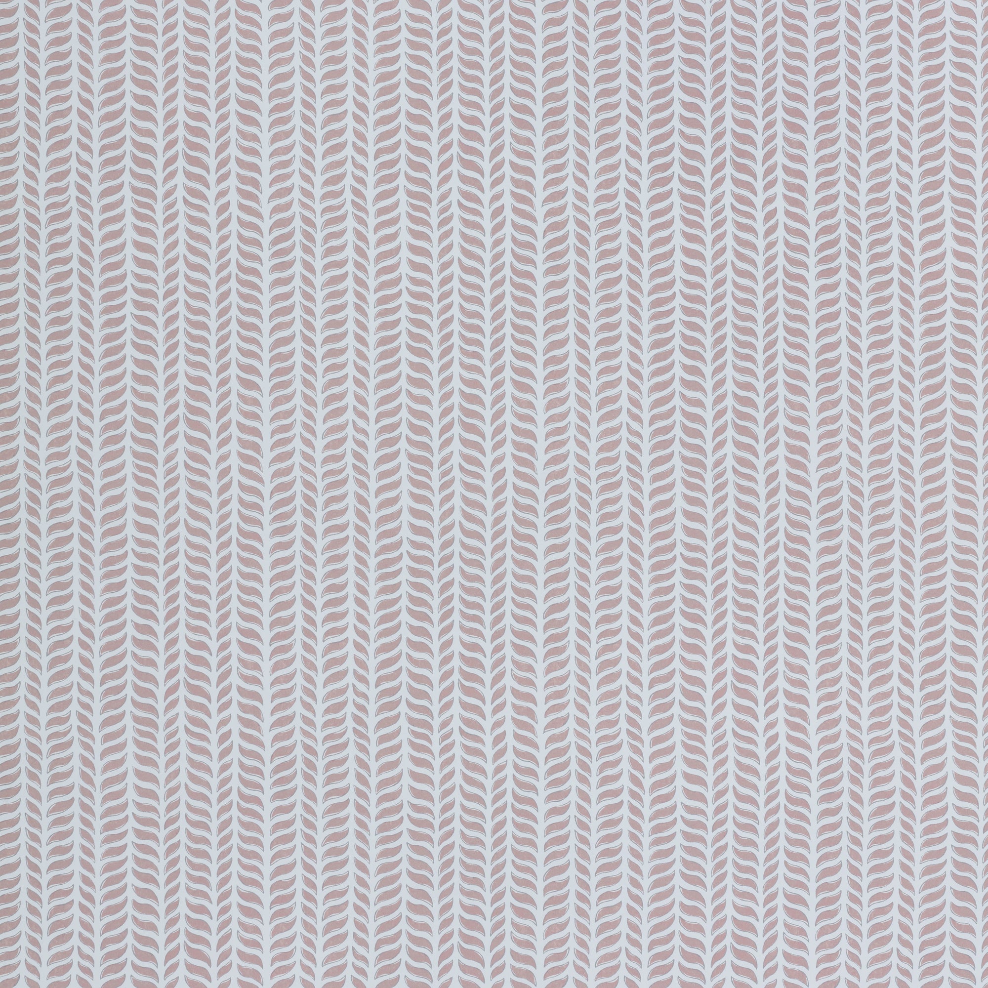 Wallpaper panel in a painterly herringbone print in mauve on a light blue field.