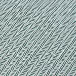 Detail of a wallpaper panel in a painterly herringbone print in olive on a light blue field.