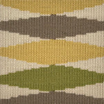 Flatweave carpet with diamonds in yellow. brown, green and cream. 