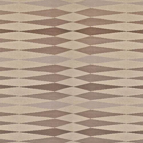 Patterned carpet with brown and beige diamond shapes